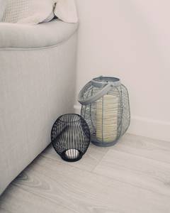 Faroles rústicos de madera y hierro negro - Product Image 3