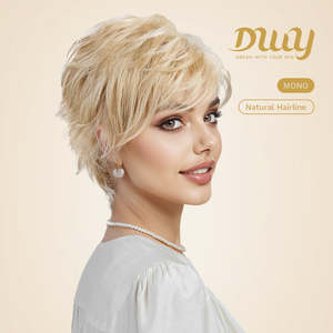 วิกผมสังเคราะห์แบบไม่ต้องใช้กาว Clearanc Sale Lira H-DWY ทรงสั้น Pixie พร้อมแสกผมฟรี ขนาด 8 นิ้ว วิกผมหน้าผากลูกไม้แบบแสกฟรีสำหรับผู้หญิง 2 สี - Product Image 3