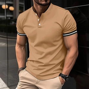 Men's Summer Office Fashion Casual Short-Sleeved 100% Cotton for Polo <b>Shirt</b> Breathable Canvas Solid <b>Collar</b> <b>T</b>-<b>Shirt</b> - Product Image 5