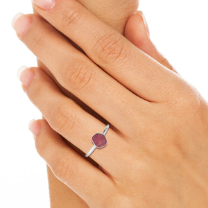 Anillo Apilable de Plata de Ley 925 con Zirconia en Engaste de Bisel, Forma Irregular, Cabujón Natural, Elegante, Moderno y de Moda para Boda - Product Image 2