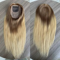 Nouveau en stock, couleur 7x8 8x8, toupet en soie, 100% cheveux humains vierges européens non traités, toupet en soie, trame tissée à l'arrière