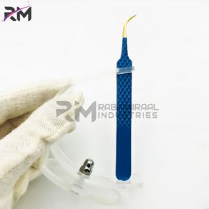 Pince à épiler pour extensions de cils en acier inoxydable de haute qualité RMI, 45 et 90 degrés, logo personnalisé, emballage d'usine, pince à épiler pointue pour fibres de cils - Product Image 3