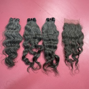 Großhandel natürliche Jungfrau Nagel haut ausgerichtet grau indisches Haar Bündel HD Spitze Verschluss rohe weiche indische Haar Welle Curl Styles Indien - Product Image 2