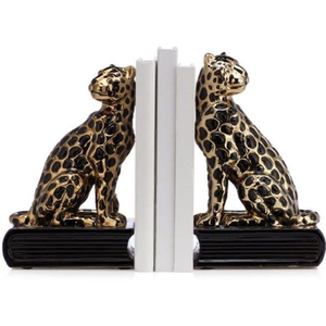 Porte-livres élégants en or et noir à motifs léopard sur socles. Disponible aux prix de gros. - Product Image 1