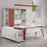 Bureau de direction en L de haute qualité avec armoire de rangement, bureau moderne blanc pour la maison ou le bureau du directeur