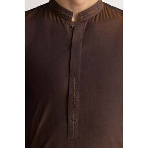 Costume d'affaires pour homme avec broderie couleur rouille, fermeture à bouton simple, fermeture éclair, taille XL, imprimé, comprenant un blazer et un pantalon, référence SK-E24-015 - Product Image 1