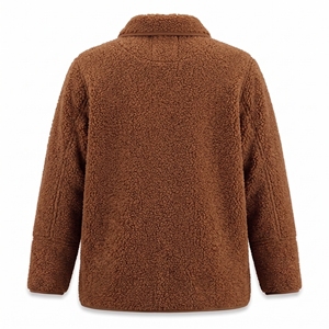 Veste en polaire marron pour homme avec motifs brodés, col rabattable, coupe-vent, vêtements d'extérieur décontractés pour l'hiver - Product Image 2