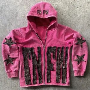 Wholesale Manufacturer 450 GSM Heavyweight <b>Thick</b> Distressed Cropped Zipper Vintage Embroidery Men's Hoodies Winter 100% Cotton - Product Image 2