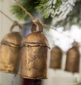 Solid brass cow <b>bells</b> with artistic tones used for heritage inspired decor outdoor rituals or wall art - Product Image 3