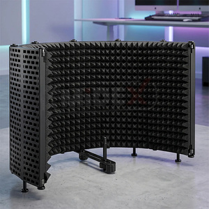 Écran d'isolation pour microphone professionnel Midex PF-43 à 5 panneaux avec support, cabine vocale pliable insonorisante (69x26 cm) - Product Image 1