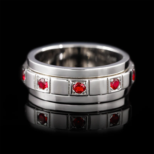925 Sterling <b>Silver</b> Ruby <b>Spinner</b> <b>Ring</b> Men's Fidget <b>Ring</b> July Birthstone Wedding Band Custom Jewelry - Product Image 2