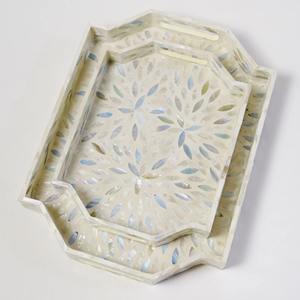 ถาดมุกแกะสลักลายดอกไม้ รูปทรงแปดเหลี่ยม งานแฮนด์เมด สำหรับตกแต่งบ้านหรูหรา ห้องนั่งเล่น ห้องครัว และบาร์ - Product Image 1