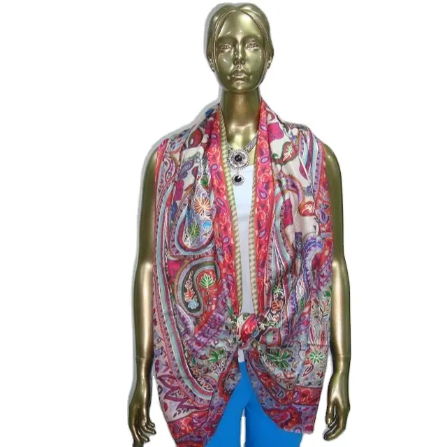 실크 Pashmina Shawls 자카드 수 놓은 염색 순수 실크 pashmina shawls 사용자 정의 및 준비 디자인 사용자 정의 디자인