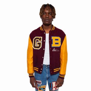 Vestes de Baseball pour hommes, vente en gros, manches côtelées avec broderie, Design personnalisé, vêtements d'hiver, vestes d'université - Product Image 1
