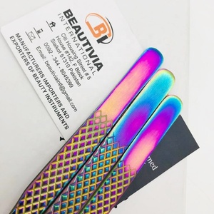 Pinzas de extensión de pestañas de Plasma arcoíris de acero inoxidable sostenibles de alta calidad profesionales al por mayor fuerte agarre personalizado - Product Image 4