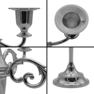 Candelabro Elegante de Metal Plateado para Decoración de Bodas, Candelabro de Cinco Brazos, Centro de Mesa para Eventos de Lujo y Decoración del Hogar - Product Image 4