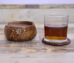 Juego de Posavasos de Madera Hechos a Mano con Forma de Medio Barril, Elegante Organizador de Bebidas para Mesa - Product Image 4