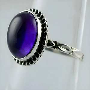 Navya Craft Boho <b>Statement</b> <b>Ring</b> Amethyst 925 Sterling Silver Handmade Bezel Setting Trendy for Women Size 4 14 Perfect Gift - Product Image 5