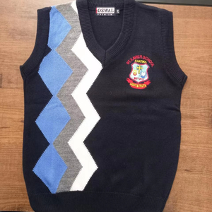 เสื้อสเวตเตอร์คอวีแขนยาวครึ่งท่อนสีดำสำหรับใส่ไปโรงเรียนดีไซน์เรียบสำหรับฤดูหนาว - Product Image 1