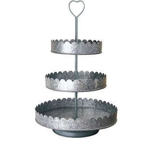 Wholesale 3 Tier Galvanized Metal Cake Stand Farmhouse Iron Dessert Display Holder Round Tiered Serving <b>Tray</b> For Wedding Party - Product Image 6