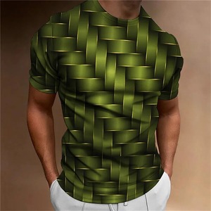 Secado rápido 100% patrón impreso 2025 camiseta simple para hombres patrón geométrico 3D impreso hombres Top diario Casual - Product Image 2