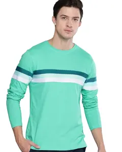 Kaus pas badan blok warna kualitas tinggi membuat desain Anda sendiri kaus Multi Panel Logo kustom pria produsen pakaian jalanan