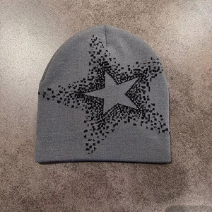 2025 mới mù<span class=keywords><strong>a</strong></span> thu và mù<span class=keywords><strong>a</strong></span> đông dệt kim Jacquard ngũ giác sao Beanie Mũ hip hop đường phố cá tính mũ lạnh - Product Image 2