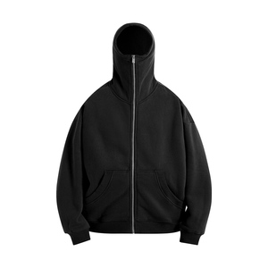 Custom Boxy Fit sudaderas con capucha de peso pesado en blanco de cara completa Zip Hoodie 400 Gsm grueso logotipo personalizado sudaderas con capucha para los hombres - Product Image 3