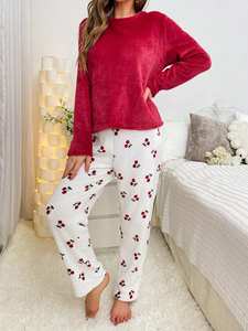 Summer Home Wear <b>Clothes</b> Pajamas Women Cute Sleep Pyjamas Sets Elastic Waist Breathable Printed Flannel Woman Sleepwear - Product Image 3