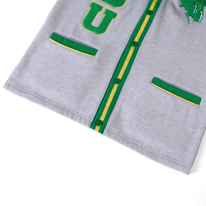 Norfolk State Heather Grey Fleece Cardigan University Varsity Cardigan Sweater Button-Up <b>College</b> Style Letterman Cardigan - Product Image 5