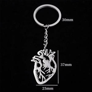 Porte-clés pendentif coeur anatomique en acier inoxydable plaqué or pour hommes et femmes | Biologie médicale Docteur Cadeau Porte-clés - Product Image 3
