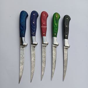 Couteau de chef en acier Damas de 9 pouces fait à la main sur mesure avec manche en bois Pakka couteau de cuisine tranchant avec étui en cuir - Product Image 6