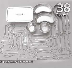 Juego de instrumentos de apendectomía con retractor manual estándar de seguridad MOL en madera y base de acero inoxidable de instrumentos quirúrgicos - Product Image 1