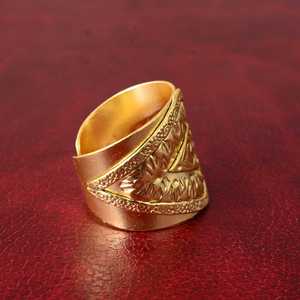 Anillos de Latón con Diseño Tribal Geométrico, Anillos Boho de Latón para Mujer, Chapados en Oro de 18k, Patrón Étnico, Anillos Gruesos, Venta al Por Mayor/OEM - Product Image 4