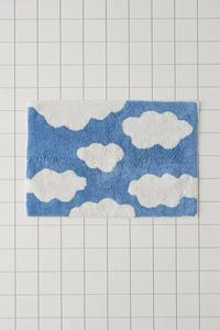 Luxury Cotton <b>Bath</b> <b>Mat</b> Anti Slip Bathroom Rug Absorbent <b>Bath</b> <b>Mat</b> <b>Blue</b> & White Floor Rugs Machine Washable - Product Image 1
