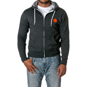 Sweat à capuche unisexe classique brodé uni décontracté pour l'automne avec fermeture éclair - Product Image 1