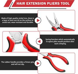 Pince d'extension de cheveux de 5 "Pince à cheveux à pointe en I à 3 trous pour outil d'ouverture et de retrait d'extensions de cheveux Micro Nano - Product Image 4