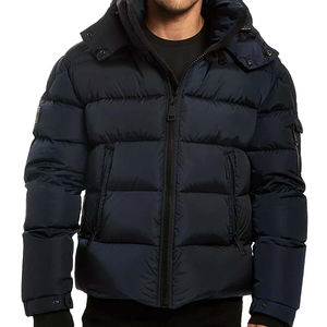 2025 hiver haute qualité hiver bouffant vers le bas Nylon capuche bouffée personnalisé hommes veste noir manteau dans le prix de gros - Product Image 6