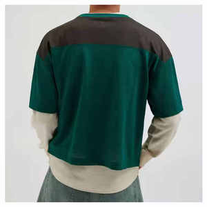 Camiseta personalizada de alta calidad para hombre 100% algodón de gran tamaño Boxy Fit malla de fútbol recortada 220 gramos de punto nuevo estampado personalizable - Product Image 3