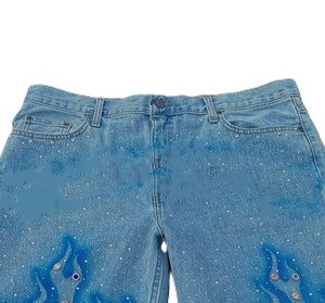 Top Trending Quick Dry <b>Jeans</b> Sunfaded Rhinestones Shorts New Arrival Fashionable <b>Mens</b> Casual Shorts With Custom Logo Stylish - Product Image 3