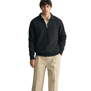 Sudadera con Capucha de Algodón Orgánico de Venta Caliente, Estilo Casual, Color Sólido, Corte Ajustado, Mezcla de Algodón, Cierre de Cremallera de un Cuarto para Hombre - Product Image 1