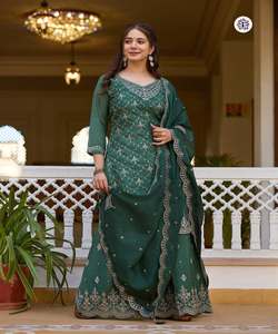 BOLLYWOOD CHINON BORDADO TRABAJO TOP PALAZZO CON DUPATTA WEDING WEAR PRECIO AL POR MAYOR PRENDA ÉTNICA GAMA BAJA ALTA CALIDAD - Product Image 3