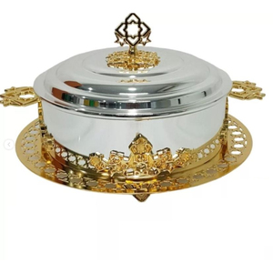Plat Casserole En Acier Inoxydable Finition Or Vaisselle Chauffe-Aliments Buffet Affichage Pour Mariage Et Fêtes Plats De Restauration - Product Image 3