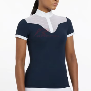 Camisa de espectáculo de equitación para mujer, venta al por mayor, diseño de moda, material suave transpirable, ropa ecuestre elegante para competición - Product Image 1