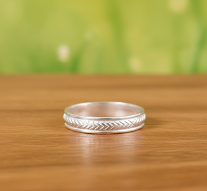 Anillo de Compromiso Clásico de Plata de Ley 925 con Banda Milgrain para Mujer, para Bodas y Fiestas - Product Image 3