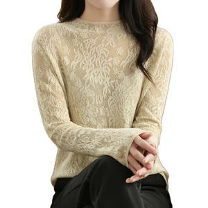 Transpirable de punto, cultivo, tanque, Cami, Color sólido Cable Mujeres Pullover Suéteres de algodón de punto Suéter de manga larga - Product Image 1