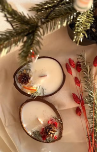 Vela de concha de coco de Navidad Vela de cera ecológica artesanal con aroma de vacaciones de lujo para decoración elegante del hogar Regalos de lujo - Product Image 2