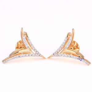 14KT oro amarillo corte redondo laboratorio crecido diamante VVS claridad diseño personalizado Venta caliente Stud pendiente para mujer - Product Image 6