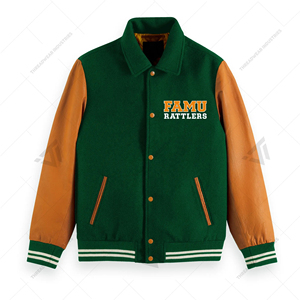 Veste universitaire en cuir Letterman de haute qualité à manches longues enduite pour la saison de printemps avec motif de lettres - Product Image 1