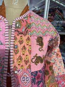 Chaquetas acolchadas de retazos de algodón Floral estilo bohemio Otoño Invierno chaqueta abrigo Streetwear Boho acolchado chaqueta Reversible - Product Image 5